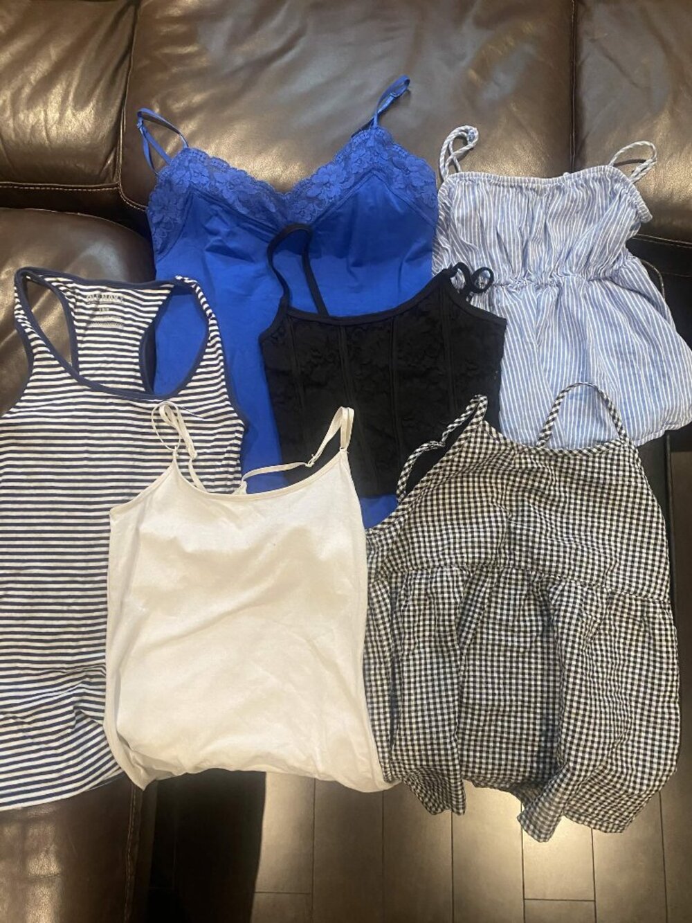 6x Black + Blue + White Tanktop/Camisole Bundle